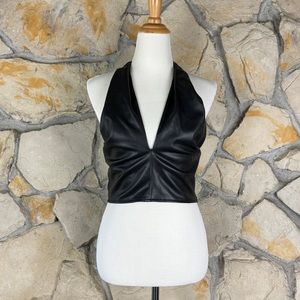 NWT STAUD Kai Vegan Leather Halter Top Black | 12